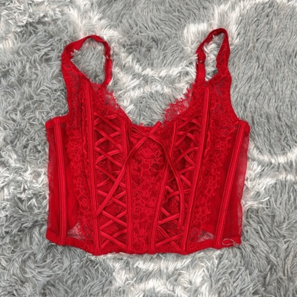 Victoria's Secret Unlined Lace-Up Corset Top size small This romantic bustier - Picture 1 of 5